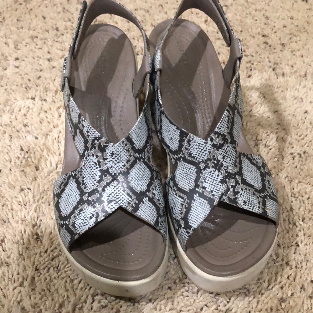 Crocs snake skin design Crisscross wedge sandals